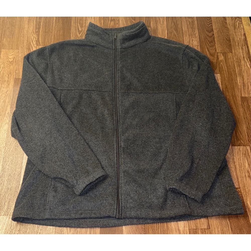 Bass Pro Shops Mens XXL Gray Full Zip Fleece Jacket Mock Neck 6288PF15-1913K